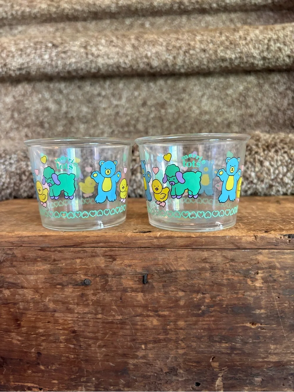 Clear Glass Party Cups in Pastel Blue & Yellow - Set of 2